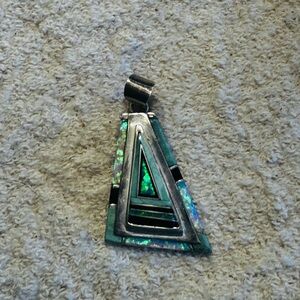 Silver and Green Geometric Pendant